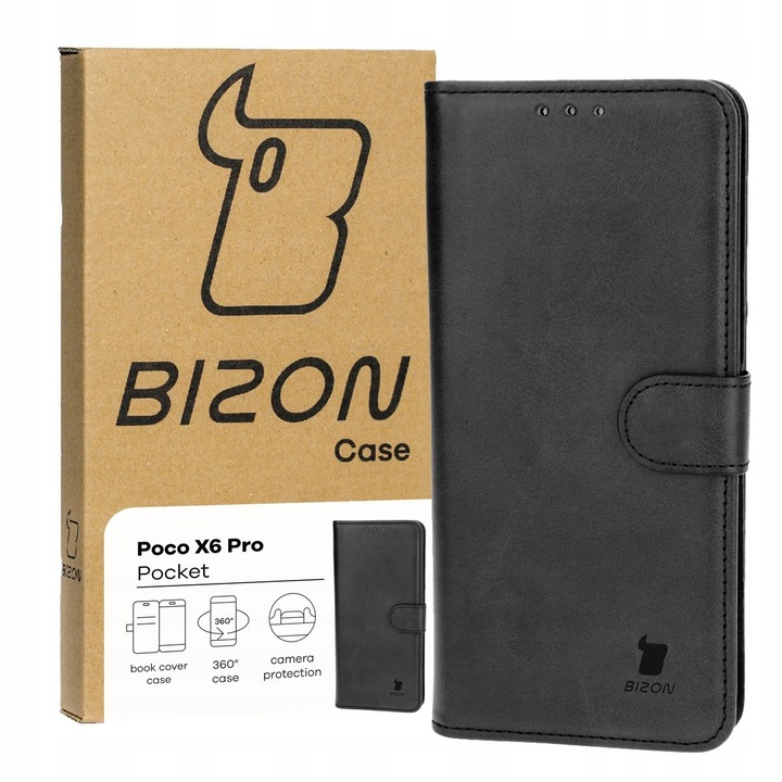 Калъф за телефон, Bizon, Pocket, Модел съвместим с Xiaomi Poco X6 Pro 5G, Черен