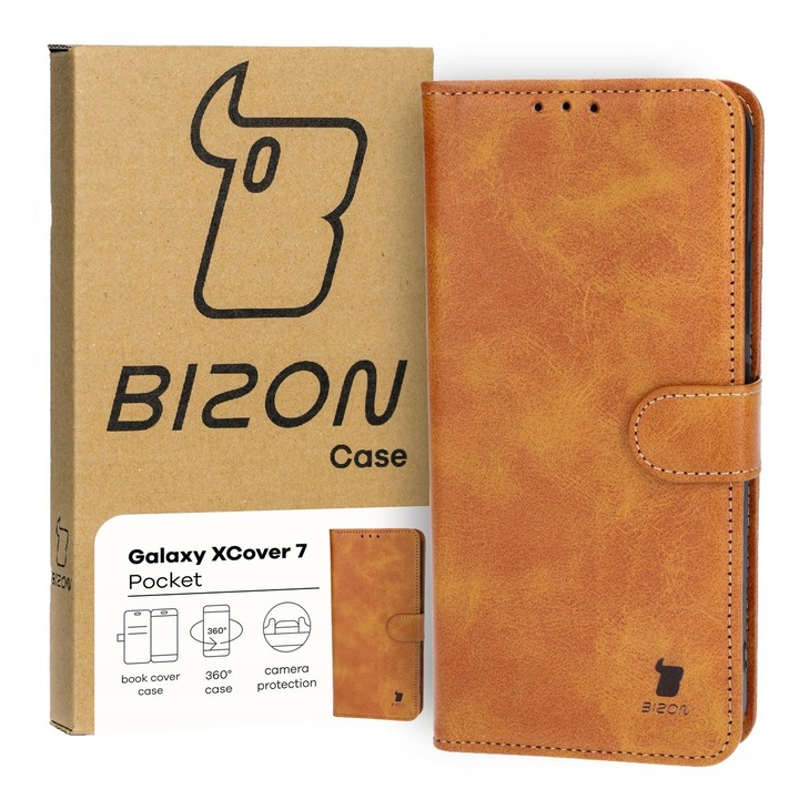Калъф за телефон, Bizon, Pocket, Модел съвместим с Galaxy XCover 7, Кафяв