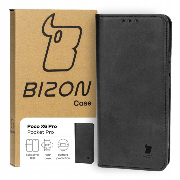 Калъф за телефон, Bizon, Pocket Pro, Модел, съвместим с Xiaomi Poco X6 Pro 5G, Черен