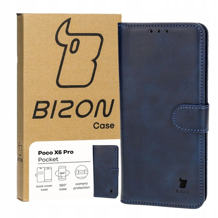 Калъф за телефон, Bizon, Pocket, Модел, съвместим с Xiaomi Poco X6 Pro 5G, Navy Blue