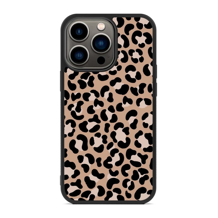 Кейс за iPhone 15 Pro Max - Skino Leopard Animal Print, черно - кафяв