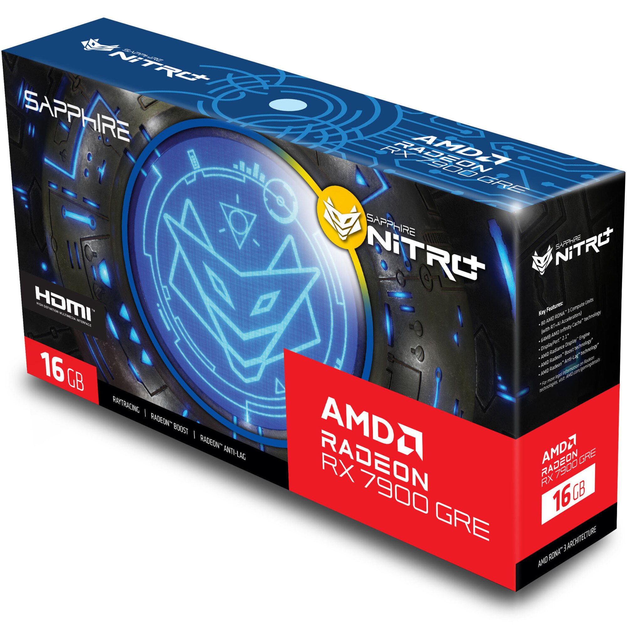 Placa video SAPPHIRE NITRO+ AMD Radeon™ RX 7900 GRE, 16GB GDDR6