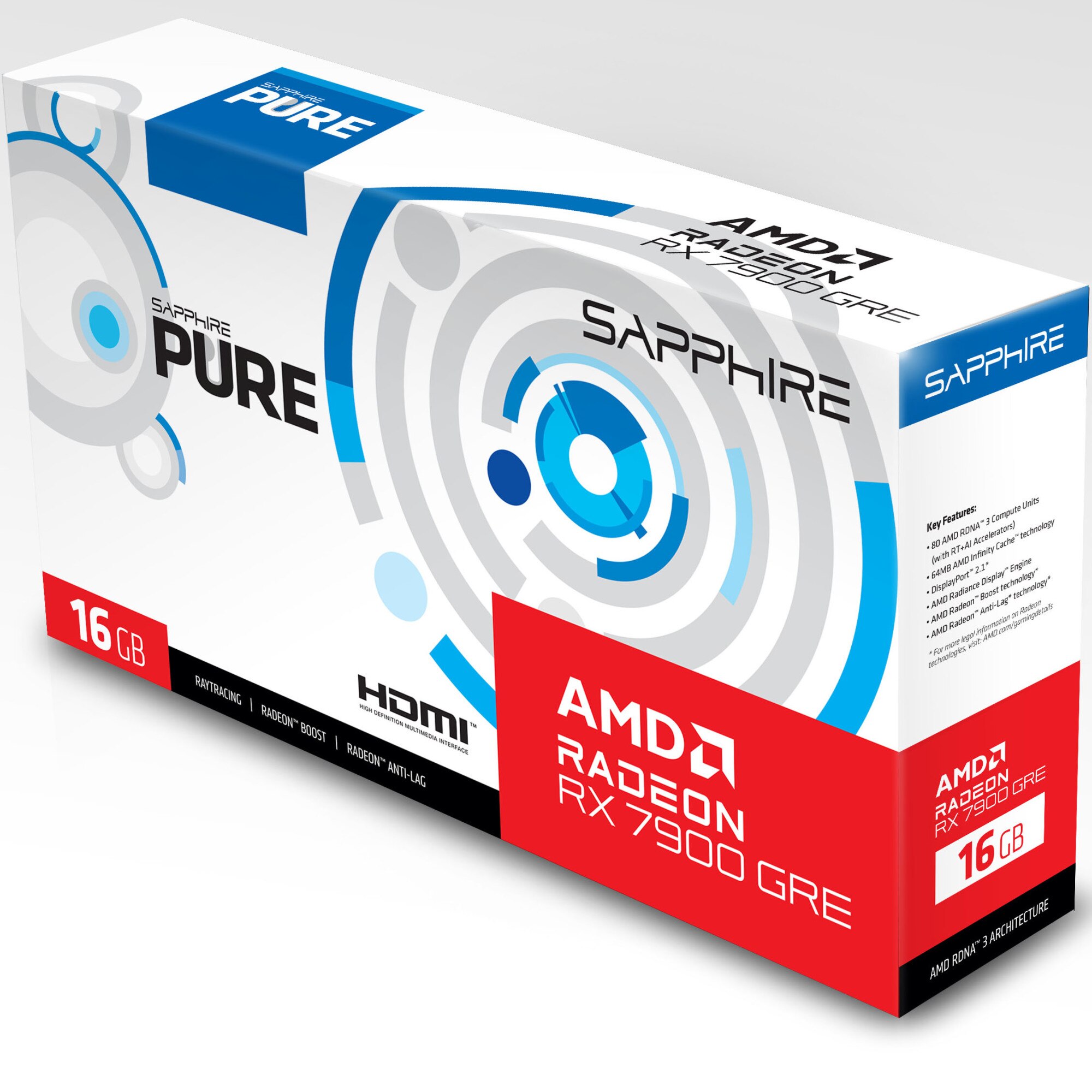 Sapphire　PURE　RADEON RX 7900GRE Placa video SAPPHIRE PURE AMD Radeon™ RX 7900 GRE, 16GB GDDR6, 256