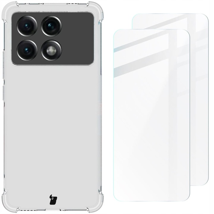 Комплект калъфи за телефон + 2 х стъкло, Bizon, Модел, съвместим с Poco X6 Pro