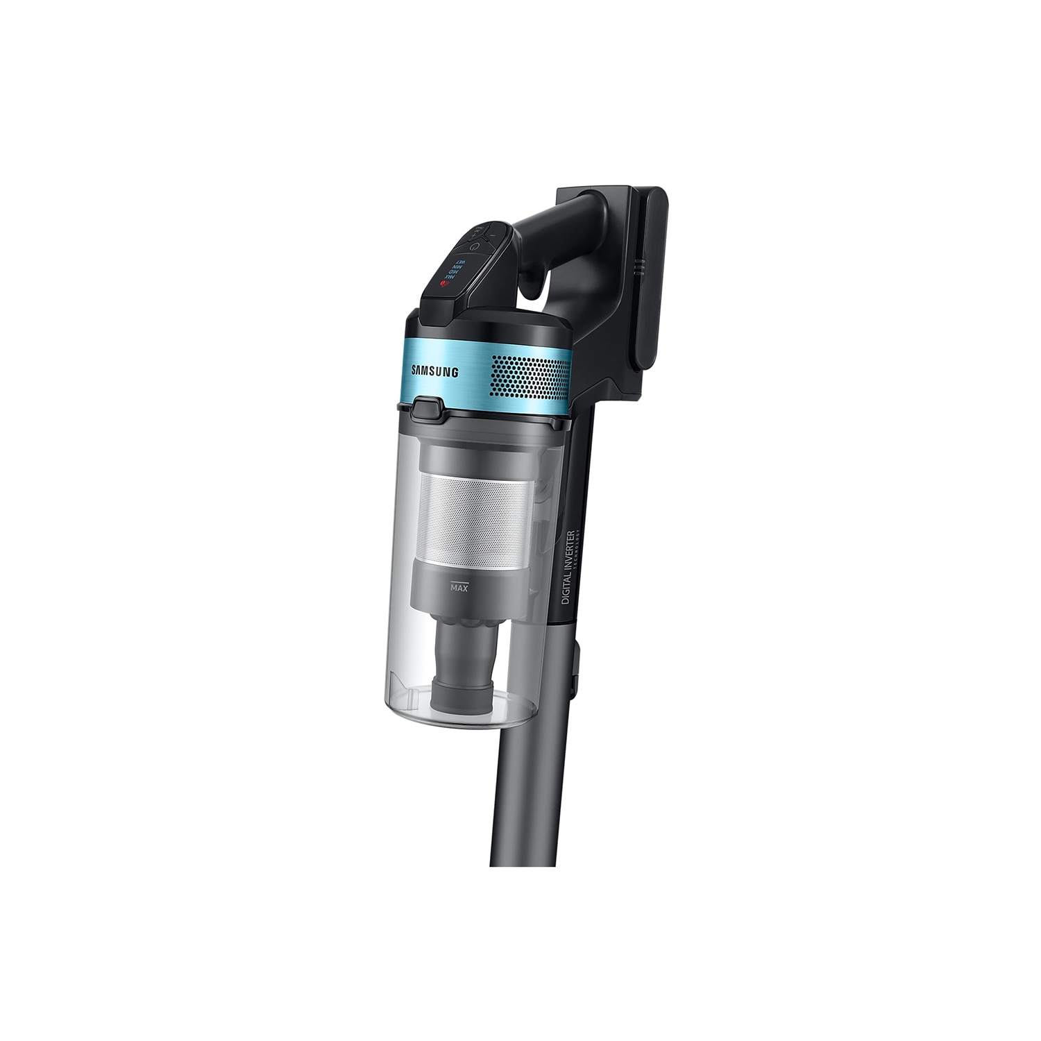 Aspirator vertical Samsung Jet75E Pet VS20B75AGR1/GE, 21.6V, 550W consum energie, Digital Inverter, Filtrare 99.999% , Display LED, Perie Turbo, Perie Pet, Autonomie 60 min, Negru/Verde