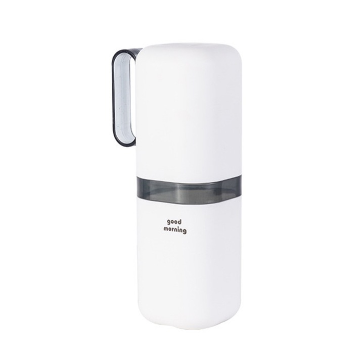 Suport pentru periute de dinti alb cu maner albastru, Ronyes®, perfect pentru calatorii si zilnic, 6.8×6.8×20 cm