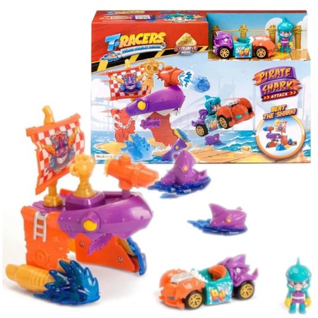 Set de 6 figurine Magic Box T-Racers, Pirate Shark, include vehicul ...