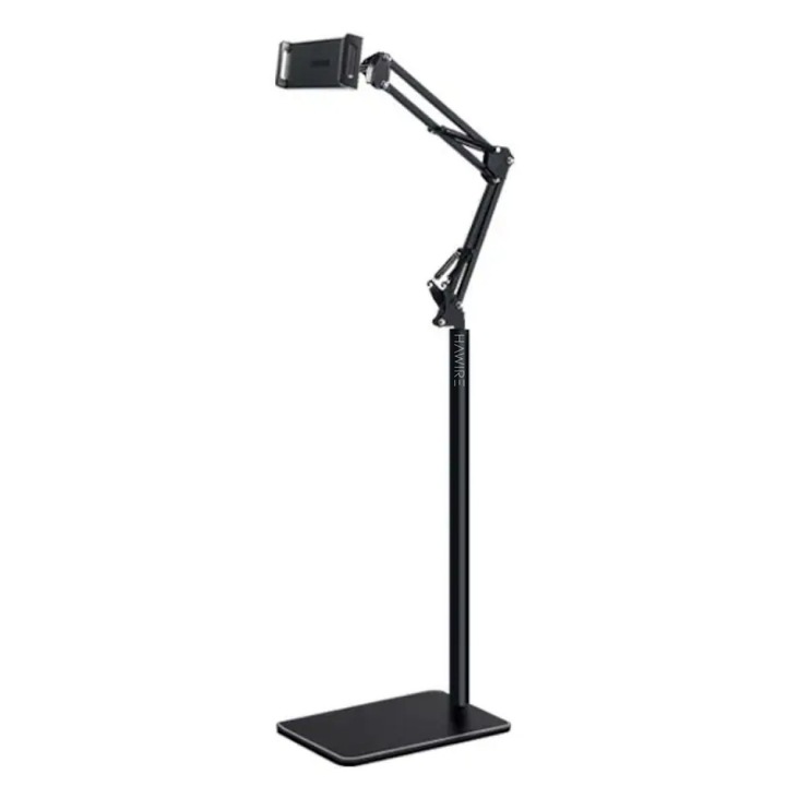 Suport telefon/tableta de podea HAWIRE, Stand multifunctional, Livestream, Unghi reglabil la 360°, Inaltime 175cm, Negru
