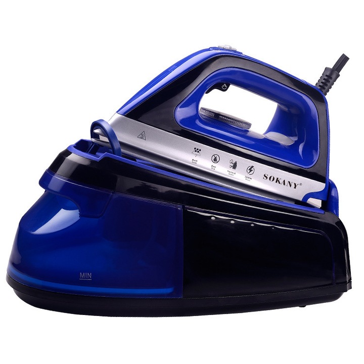 Fier de calcat uscat/abur portabil la 360 de grade, talpa antiaderenta, anti-calcare si anti-picurare, baza de alimentare si cutie de transport/depozitare