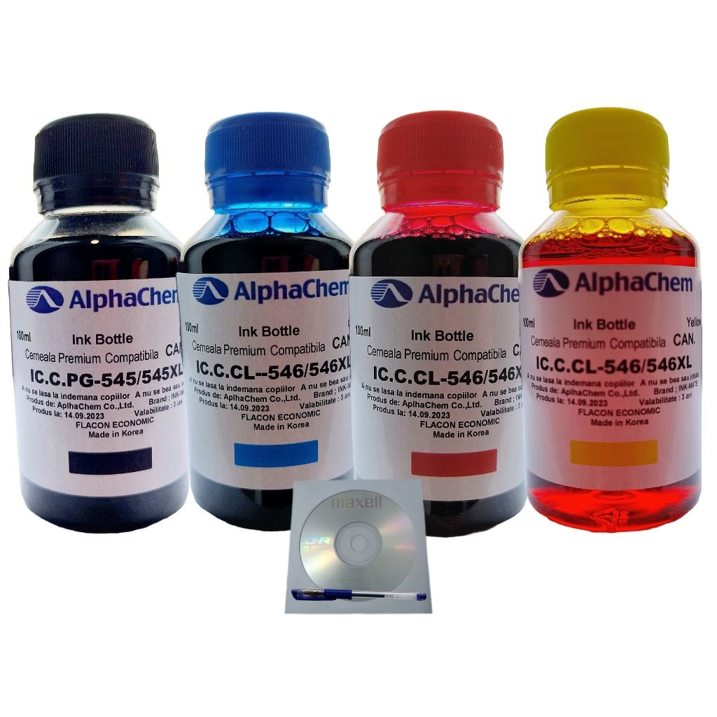 Set Flacon Cerneala Compatibil AlphaChem Canon 1x100ml PG-545 Negru ...