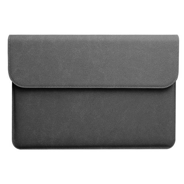 Husa protectie laptop 14.1"/15.6", piele ecologica, inchidere magnetica orizontala, gri