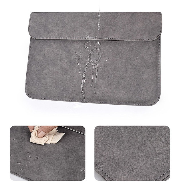 Husa protectie laptop 14.1"/15.6", piele ecologica, inchidere magnetica orizontala, gri