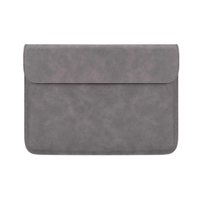 Husa protectie laptop 14.1"/15.6", piele ecologica, inchidere magnetica orizontala, gri
