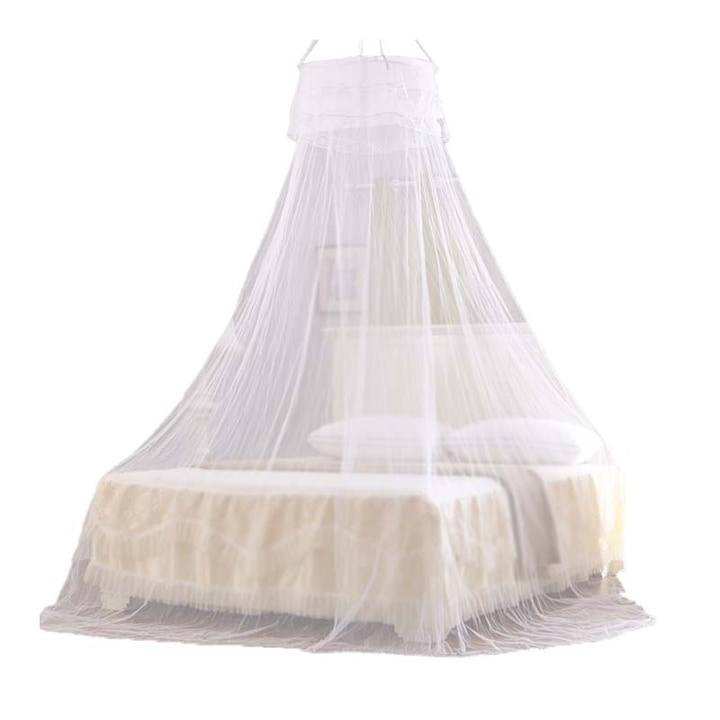 Baldachin pat dublu, Senmase®, Poliester, 60x260x90cm, Alb