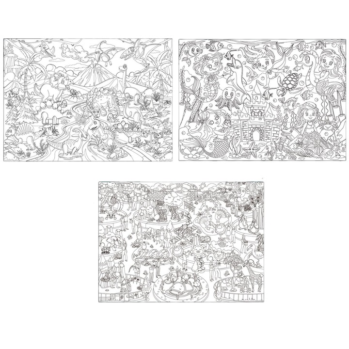 Set 3 afise de colorat, Mczan, Hartie, 5ani+, Alb