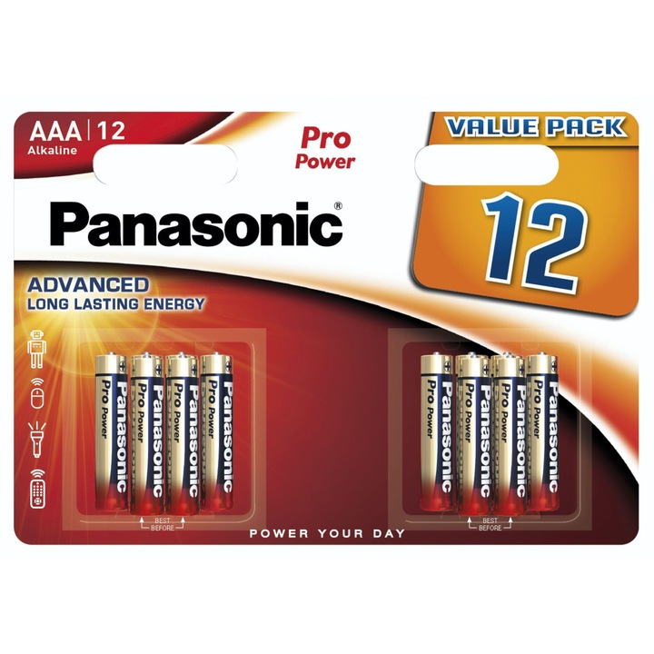 Baterii Panasonic Pro Power Alkaline LR03/AAA, 12 buc