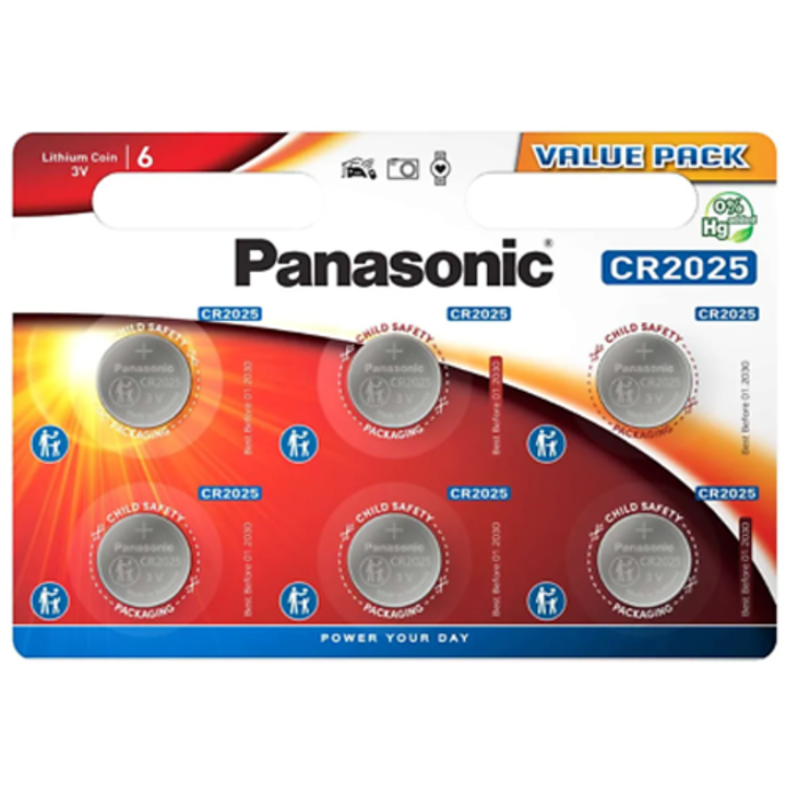 Baterii Panasonic Lithium Coin CR-2025L, 6 buc