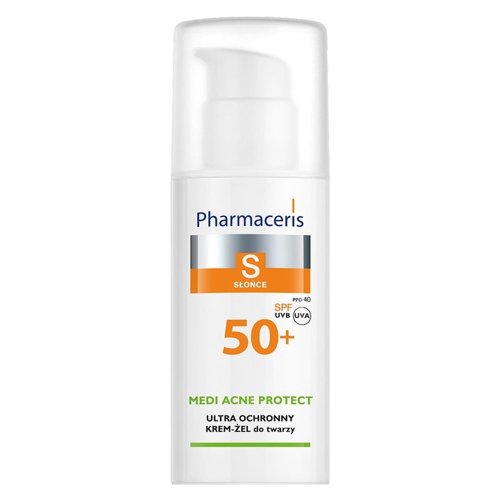 Crema protectie solara pentru ten acneic, Pharmaceris, pentru ten mixt si gras, SPF50, 50ml