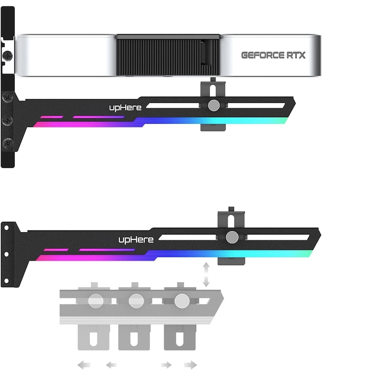 Suport Stand Placa Video, G276ARGB, Reglabil Bidirectional, RGB, Negru