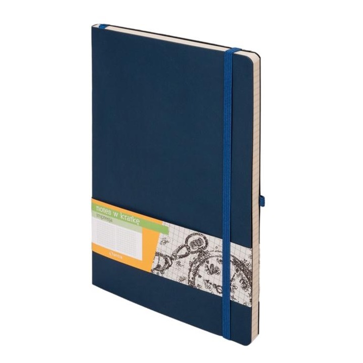 Impresja B5 jegyzetfüzet, eco, 192 oldal, sötétkék, négyzetrácsos, 172x247mm