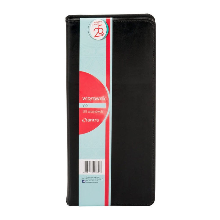 Визитник, екологична кожа, 128 прегради, черен, 120x260 мм