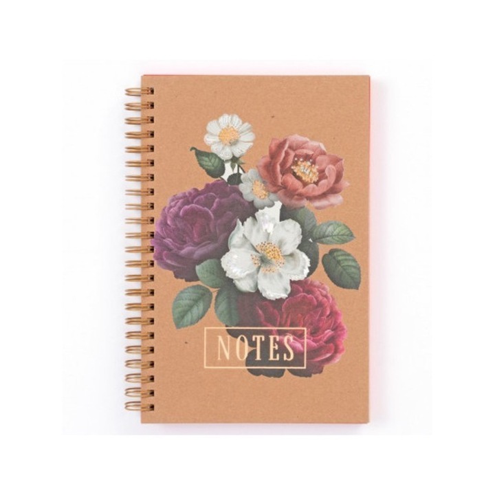 Agenda ecologica, Garden I, spirala aurie, coperta reciclata, crem, 135x205mm