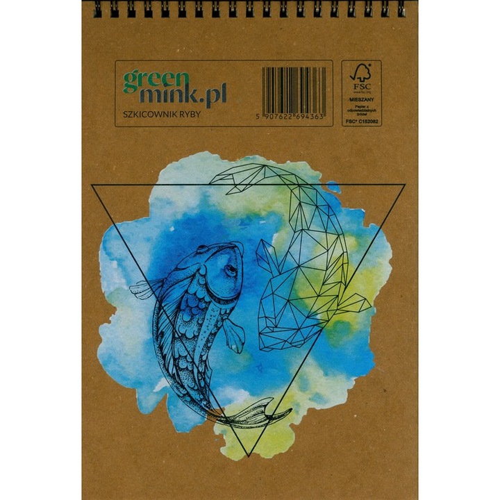 Vázlatfüzet FSC, karton, 96 lap, 14x25 cm, többszínű