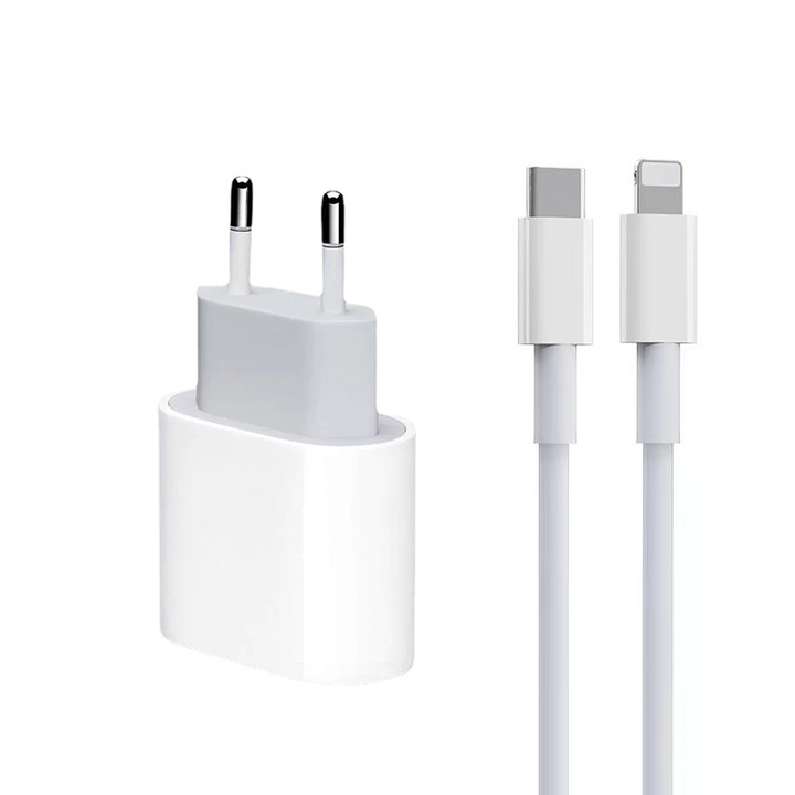 Töltő iPhone 14/13/12/11/iPad/AirPods készülékhez, 20 W, 1,0 m, fehér