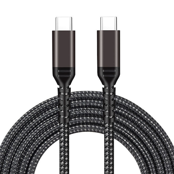 Cablu de date si incarcare rapida PARAFASA, USB C la USB C, 100W, impletit, 1m
