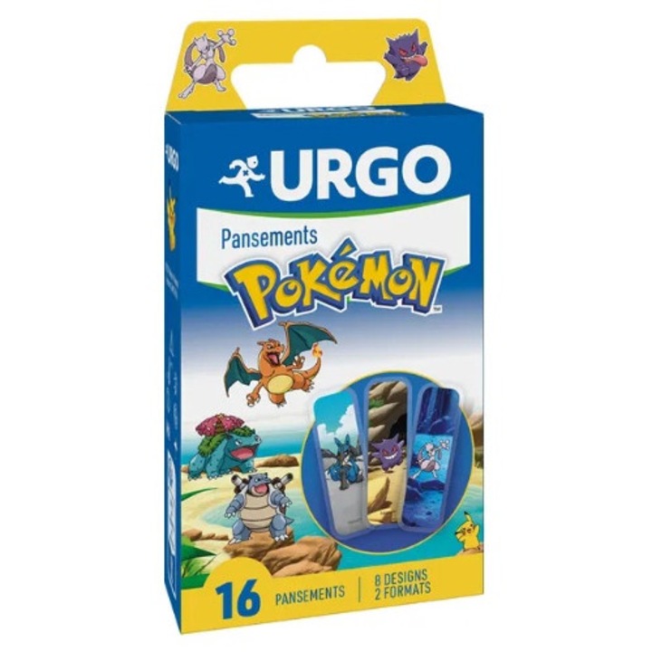 Set Plasturi pentru copii, Urgo, Pokemon, pentru piele sensibila, 16 buc