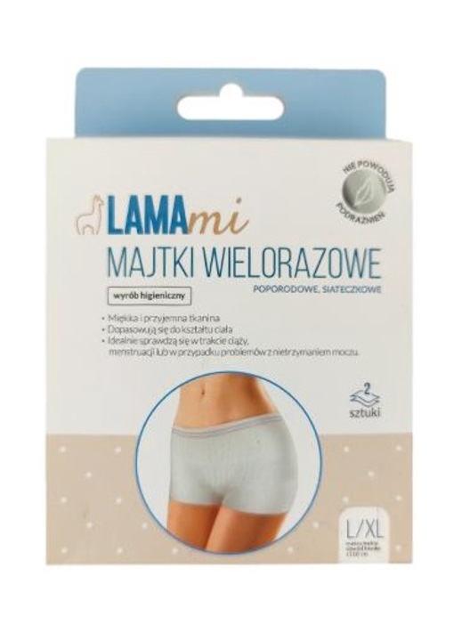 Set 2 chiloti postpartum reutilizabili, plasa, S/M, alb