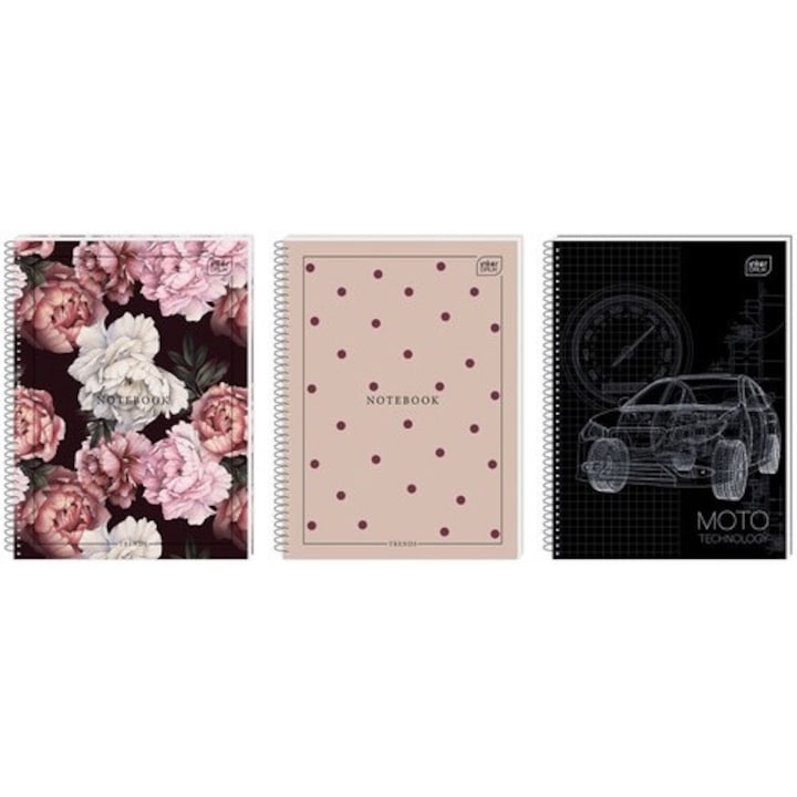 5 db A5-ös füzet készlet, papír, 100 db kockás lap, perforált, sokszínű