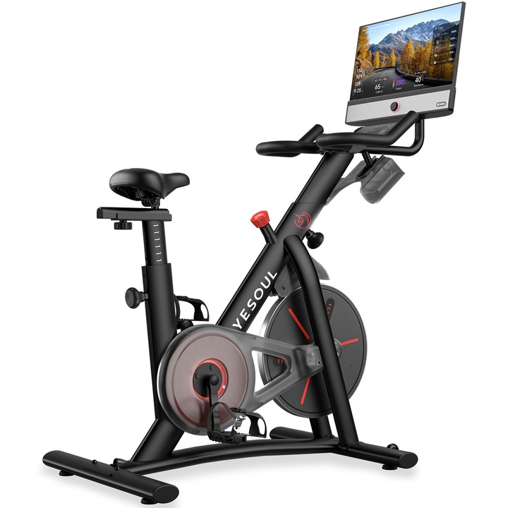 Спининг байк YESOUL Spinning Bike G1M Plus, Дисплей 21.5", Магнитно съпротивление, Мобилно приложение, Черен