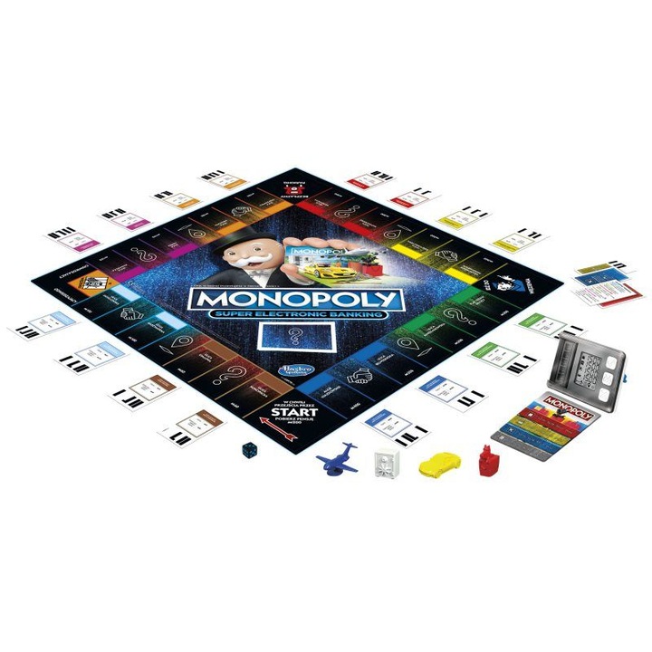 Joc de societate Monopoly Super Electronic Banking, Hasbro, bancar electronic, 2-4 jucatori, 8+, 27x40x5cm