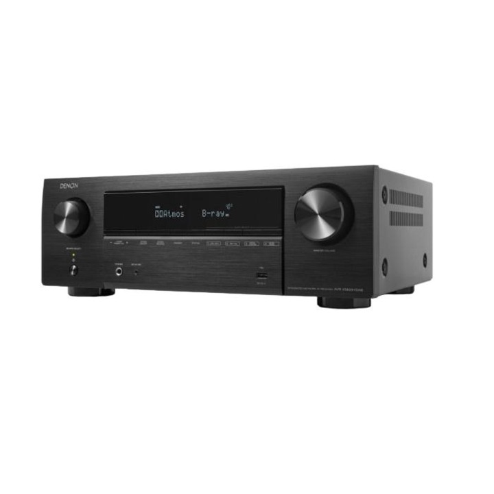 Reciever Denon AVR-X1800H, 7.2 canale, Hi-Res Audio, AirPlay 2, HDR10+, Wi-Fi, negru, 434x339x215mm