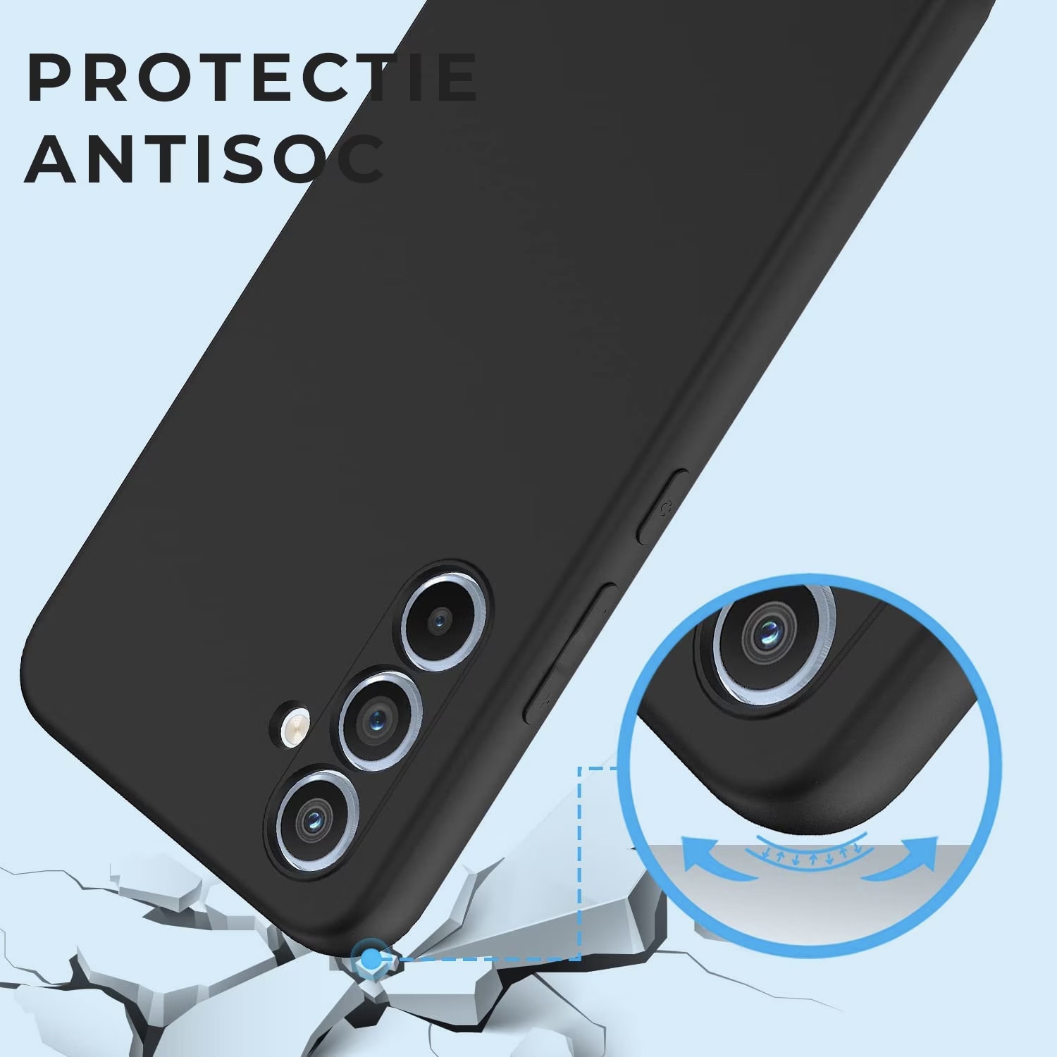 Husa pentru Samsung A35 5G Daden® Silicon Soft, Ultra Slim, Protectie sporita, Interior de microfibra, Negru