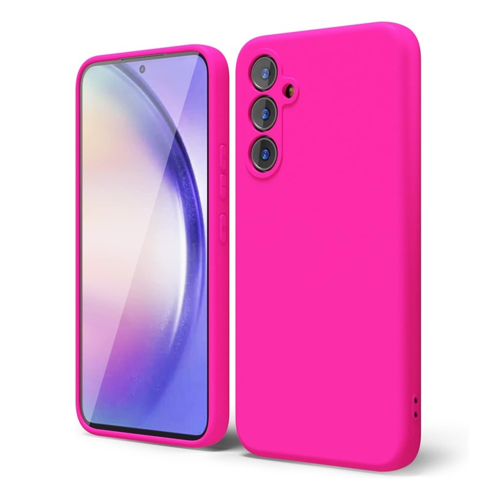 Калъф за Samsung A35 5G Daden® Силиконов мек, ултра тънък, повишена защита, вътрешност от микрофибър, неоново розов