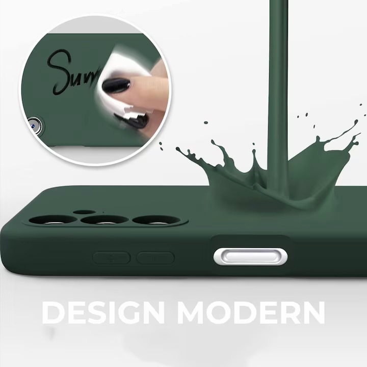 Husa pentru Samsung A35 5G Daden® Silicon Soft, Ultra Slim, Protectie sporita, Interior de microfibra, Verde inchis