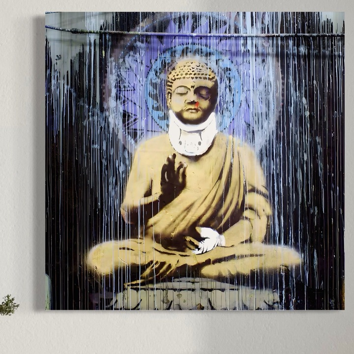 Премиум Канава Картина, LuxCanva® A1519, Дзен, 100 X 100 СМ, Платно 100% Памук 400гр/м2, Дървена Рамка, Стая, Статуя, Амулет, Бог, Декоративен, Всекидневна, Ярки Цветове