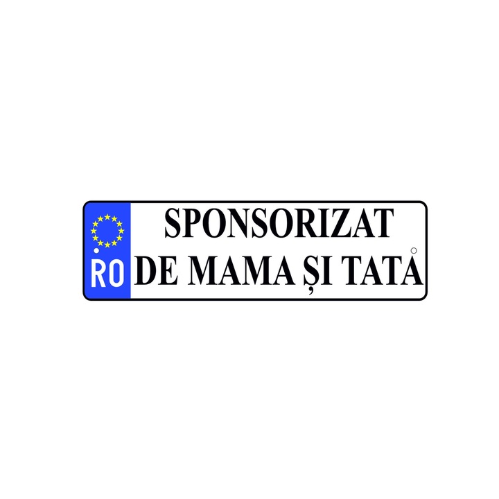 Placuta auto decorativa haioasa Sponsorizat de mama si tata, PVC, 51x11 cm