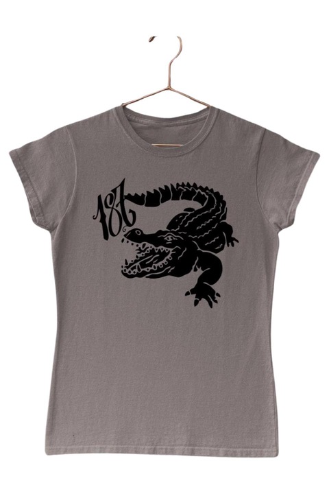 187 Strassenbande fekete krokodil női póló, grafitszürke, XL