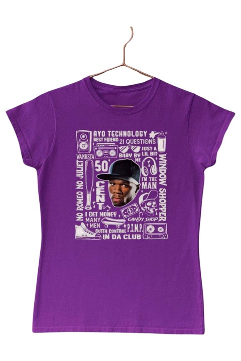 50 cent szövegek és minták női póló, lila, M