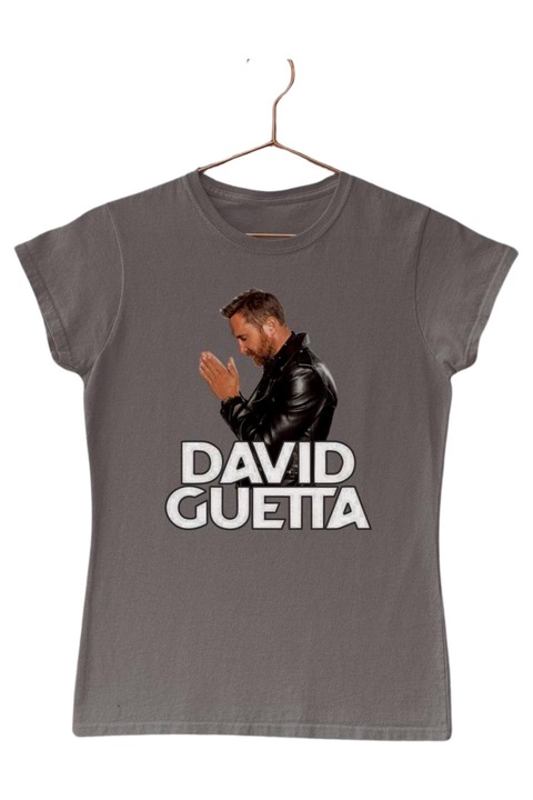 David Guetta képes női póló, grafitszürke, M