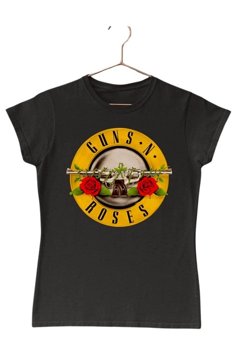 Дамска тениска с кръгло лого на Guns N' Roses, черна, размер M