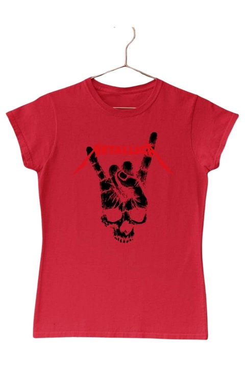 Metallica skull hand fekete női póló, piros, 2XL