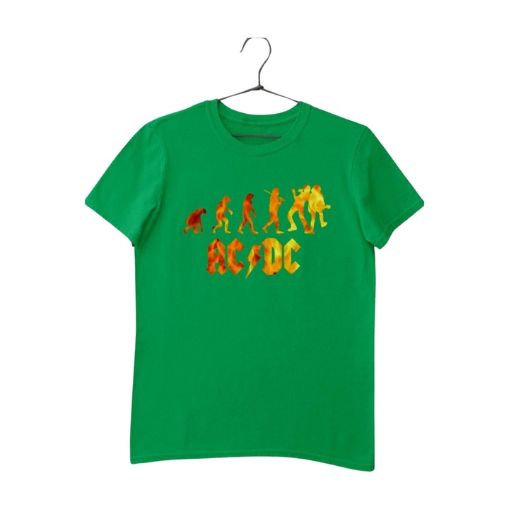 Tricou pentru copii bandă AC/DC în flăcări, Verde
