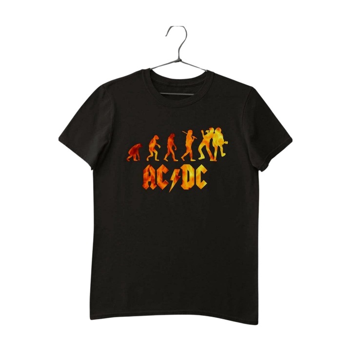 Tricou pentru copii bandă AC/DC în flăcări, Negru