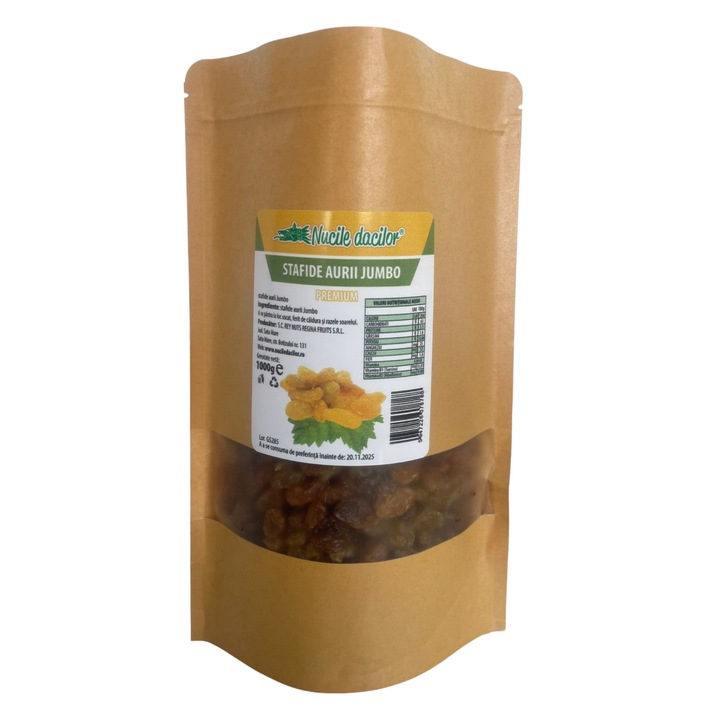 Stafide Aurii Jumbo 1kg Gust Natural, ambalaj SmartZip resigilabil