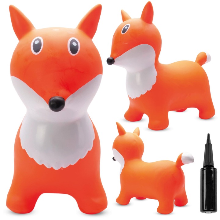 Jumper de cauciuc, Sun Baby, Fox, pentru copii, cu pompa pentru umflare, 12 luni +, 50x25x57 cm, Portocaliu