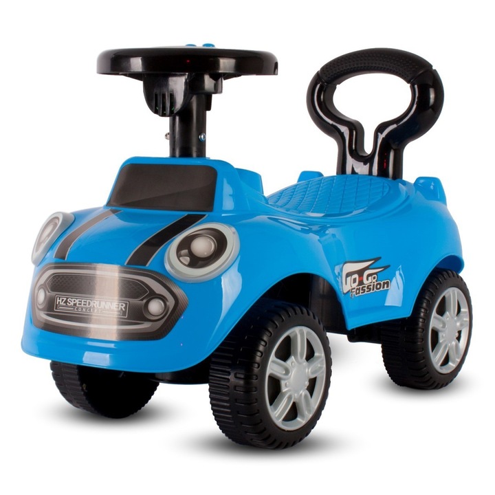 Детска кола, Sun Baby, Пластмаса, 65x30x40 см, Син/Черен